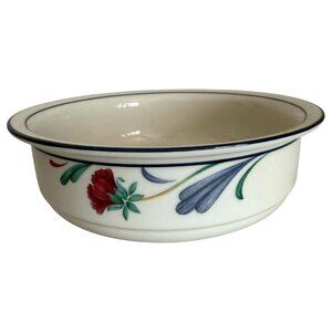 Lenox Chinastone Poppies On Blue Round Soup Cereal Bowl 6.25” Made in USA VTG